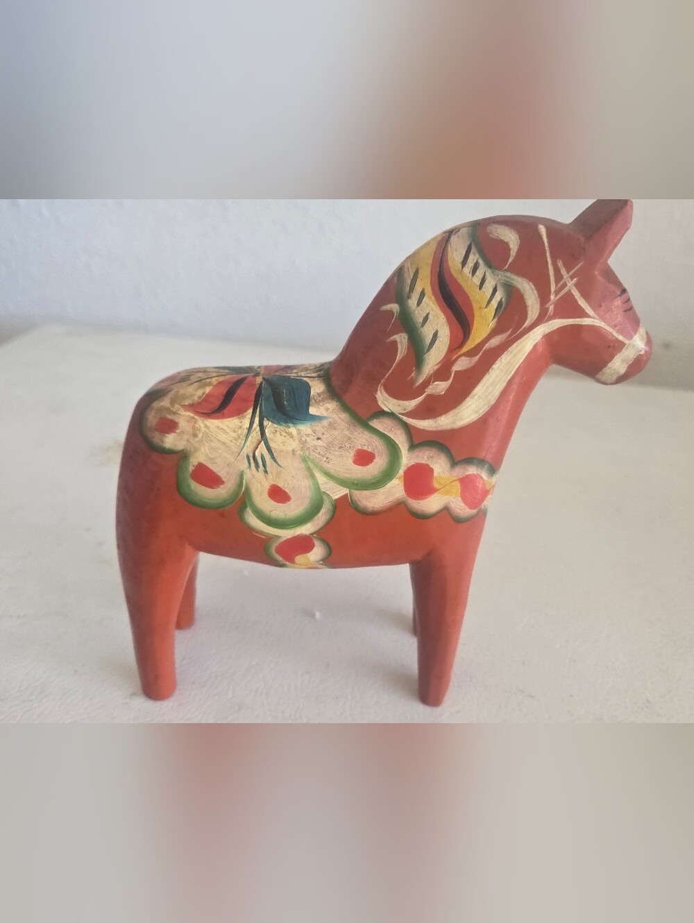 Vintage Nils Olsson Dala  Hand-Painted Red Folk Horse Sculpture